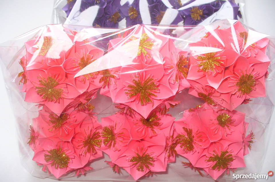 BOMBKIOZDOBY ŚWIĄTECZNE ORIGAMI KUSUDAMAKOMPLET odcienie różowego