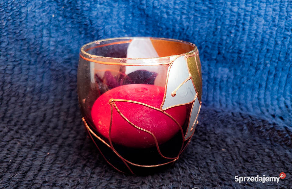 szklany świecznik tealight ręcznie malowany Gdańsk