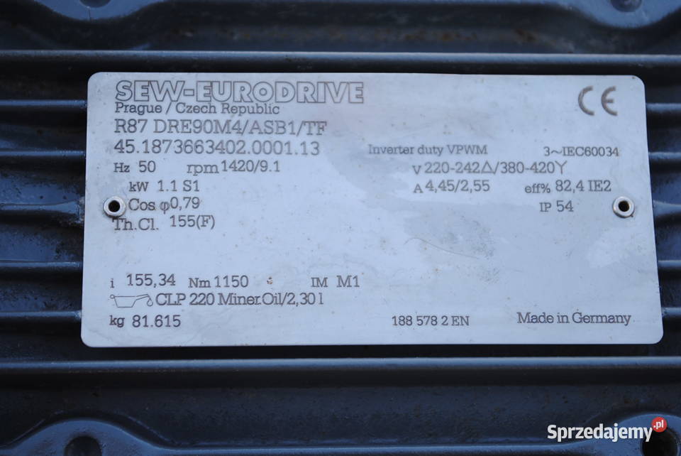 Motoreduktor 11kw 91obrmin FIRMY SEW Kargowa