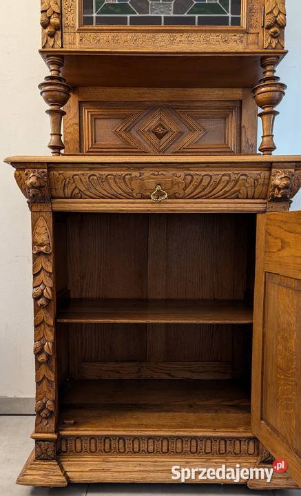 Piękny dębowy kredens neorenesansowysklep śląskie