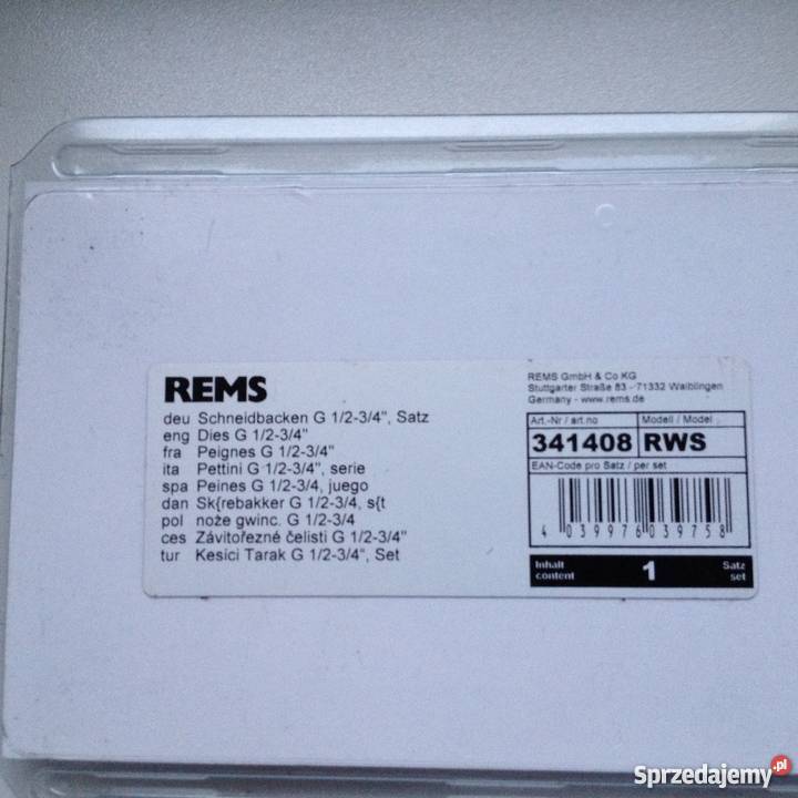 REMS NOZE DO GWINTOWNICY 341408 RWS Bydgoszcz