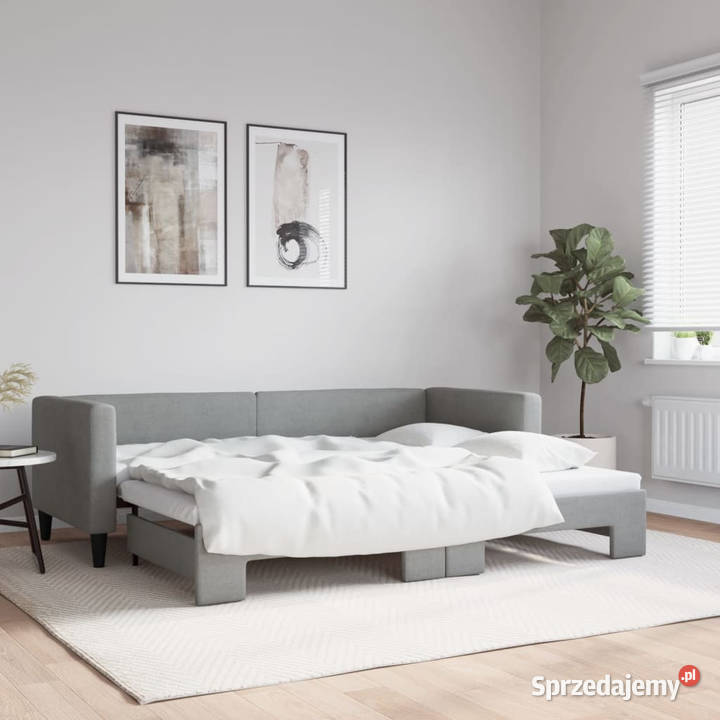Leżanka rozsuwana jasnoszara tkanina 80x200 223cm Warszawa