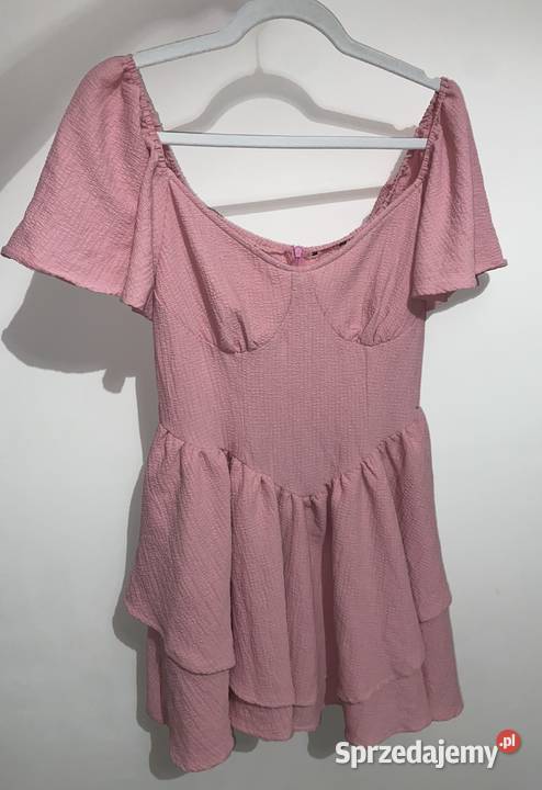 Sukienka hiszpanka z falbankami różowy pomorskie