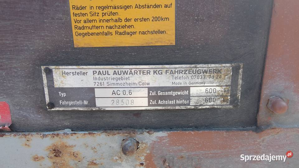 Przyczepka Auwaerter podkarpackie Sokołów Małopolski