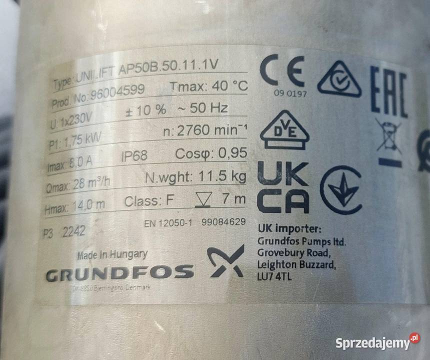 Pompa GRUNDFOS UNILIFT AP 50B50111V sterownik LC Hydraulika Krosno