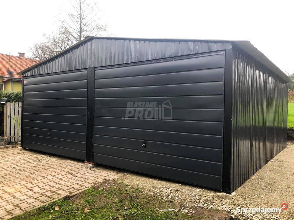 Garaż blaszany 6x6 2x Brama uchylna Czarny Dach Sprzedaż Białystok