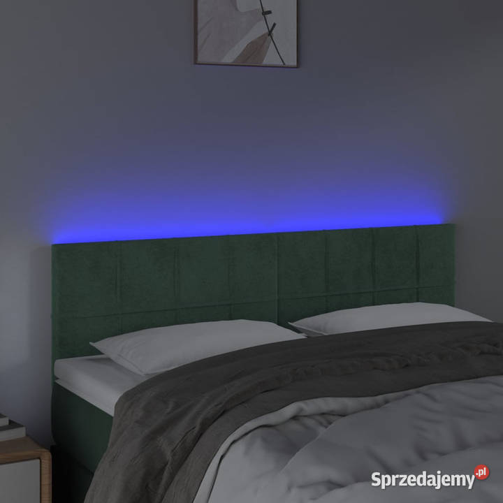 Zagłówek do łóżka z LED ciemnozielony 144x5x7888 Warszawa sprzedam