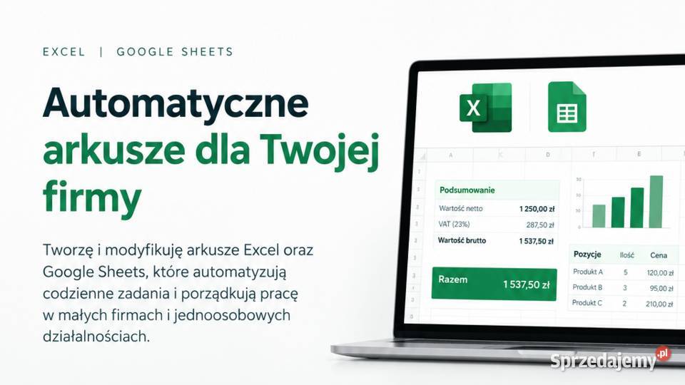 Excel i Google Sheets automatyczne obliczenia małopolskie