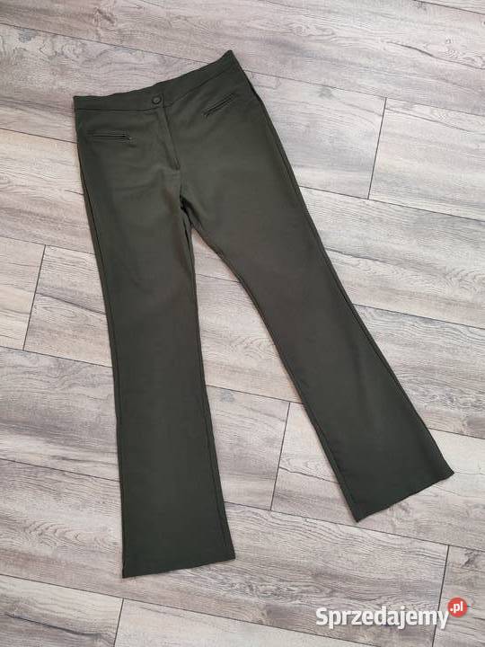 Materiałowe spodnie Dzwony Zielone Khaki Vintage podkarpackie Jasło sprzedam