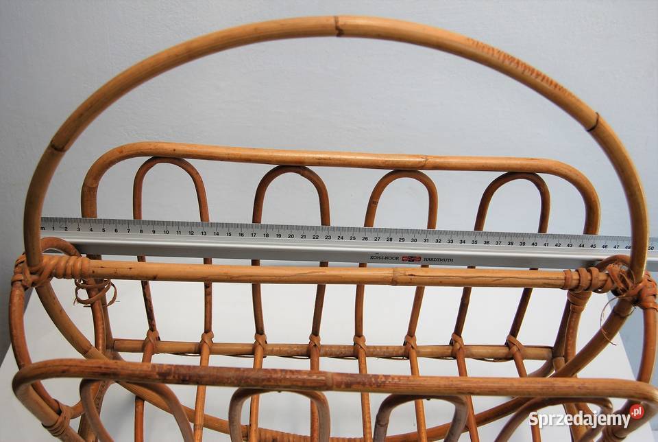 Gazetnik rattanowy art deco design lata 60 PRL Dom i Ogród Lublin sprzedam