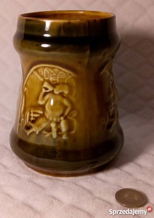 Porcelanowy szkliwiony Kufel brązowy 125 Rogoźnik sprzedam