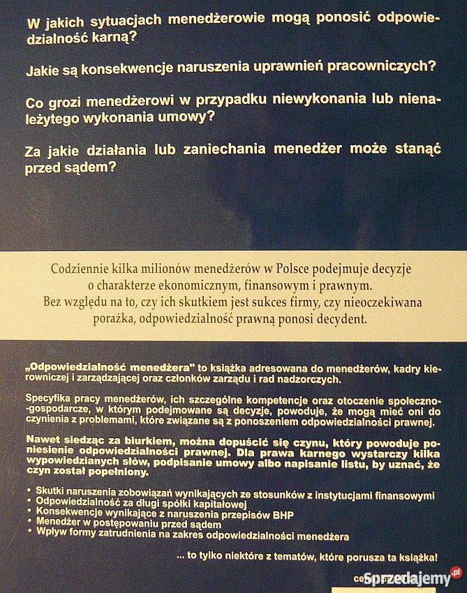 ODPOWIEDZIALNOŚĆ PRAWNA MENEDŻERA URBAŃSKI