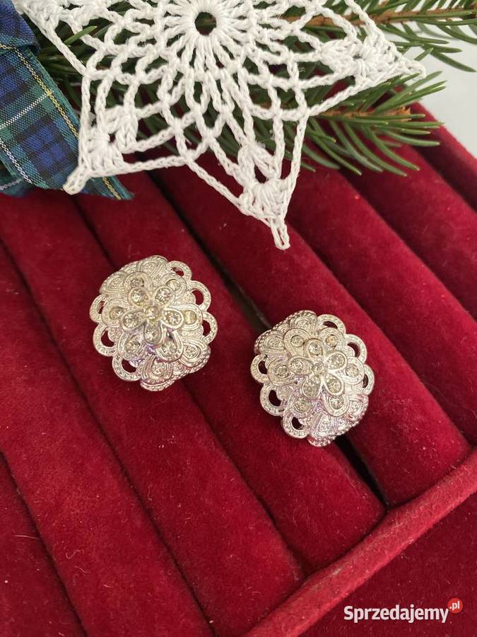 Klipsy vintage srebrna tonacja kamienie sprzedam
