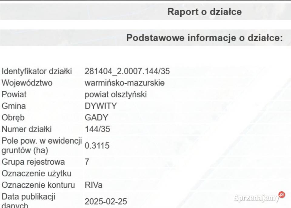 Działka 3115m Gady WZ bezterminowe