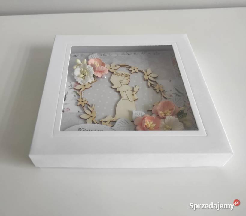 Kartka w pudełku ręcznie robiona na Komunię Łódź