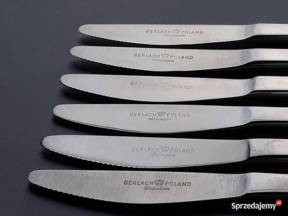 Noże obiadowe 4 RÓŻE Gerlach sztućce PRL Dąbrowa Górnicza