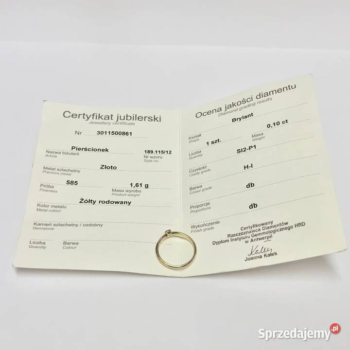 Złoty PIERŚCIONEK zaręczynowy 585 14K BRYLANT Warszawa