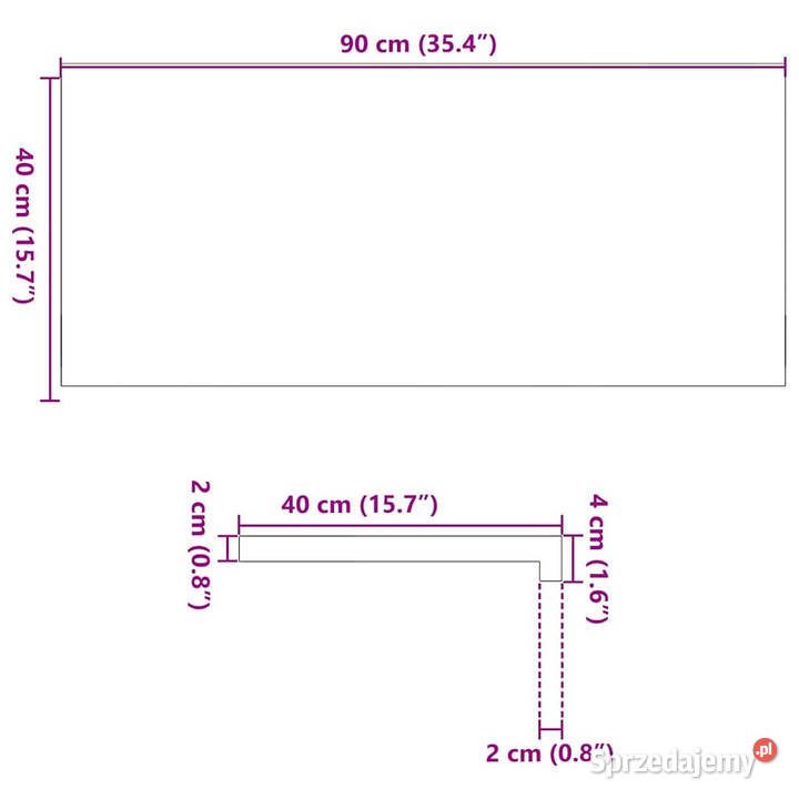 Parapety 2 ciemnobrązowy 90x40x2 lite drewno Warszawa