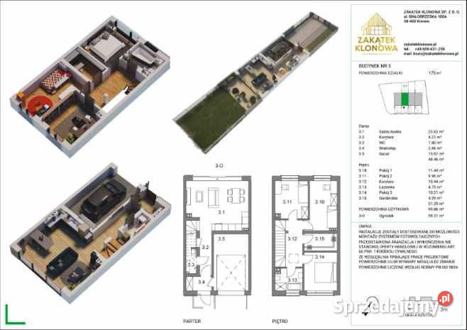 Dom szeregowy 9985m2 Krosno Klonowa 569.94m2 podkarpackie