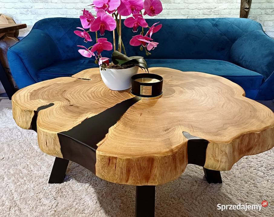 Stolik kawowy 98x84 PIĘKNY LIVE EDGE plaster sprzedam