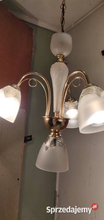 Piękny żyrandol 3 sekcje klosz szkło sprzedam
