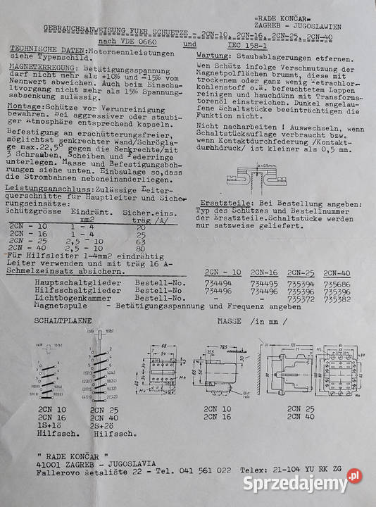 Stycznik Rade Koncar 2CN16