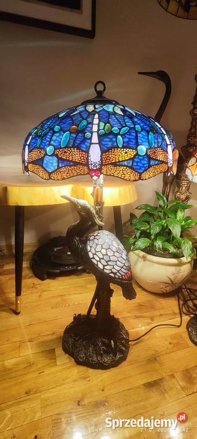 Lampy gabinetowe witrażowe podstawa żuraw Lampy stołowe i nocne Łódź