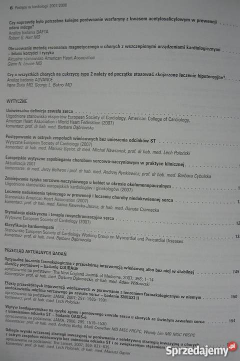 POSTĘPY W KARDIOLOGII 20072008 Książki naukowe i popularnonaukowe Zielona Góra