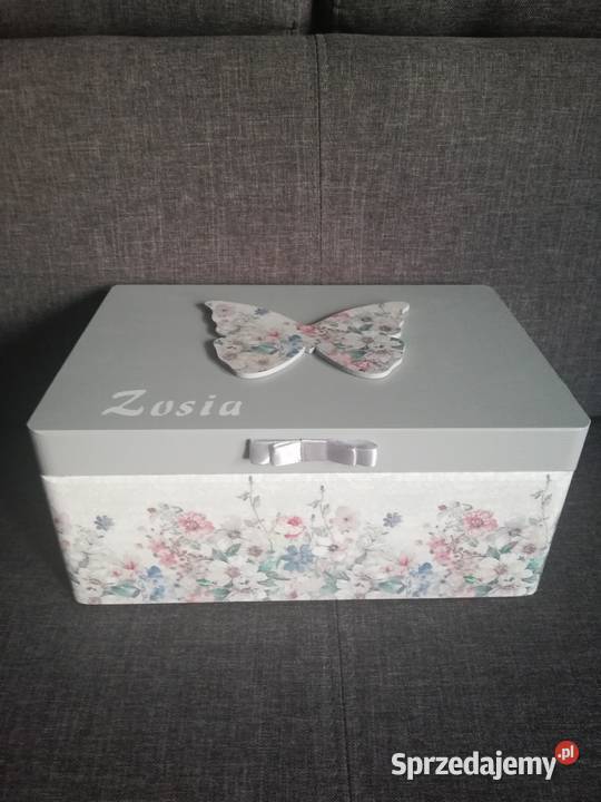 Kuferek wspomnień kwiatowy z motylem imię opolskie Kędzierzyn-Koźle