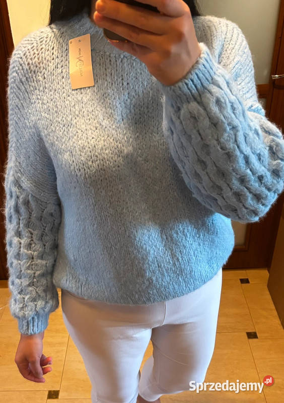 Sweter damski gruby splot oversize niebieski niebieski zachodniopomorskie Szczecin