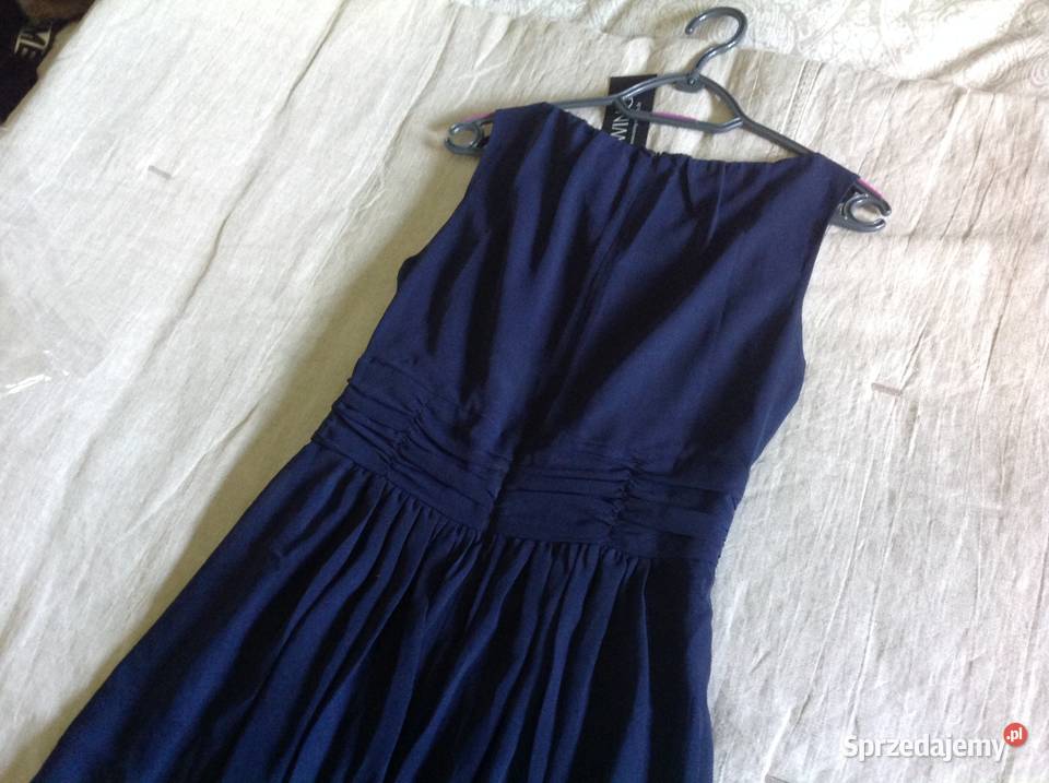 Sukienka Koktajlowa Damska SWING r SM Granatowa Rozmiar 36(S) Nowa Sól