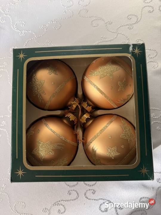 Bombki Szklane Choinkowe Złote z Gwiazdkami 80mm Czerwionka-Leszczyny