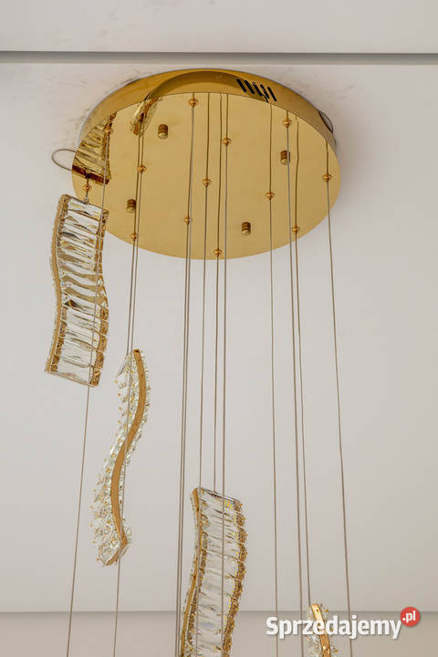 Żyrandol kryształowy złoty glamour lampa wisząca Warszawa