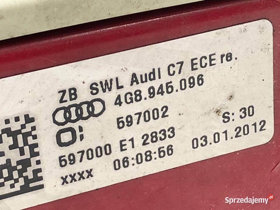 LAMPA PRAWY TYŁ AUDI A7 4G 4G8945096 Hatchback podkarpackie