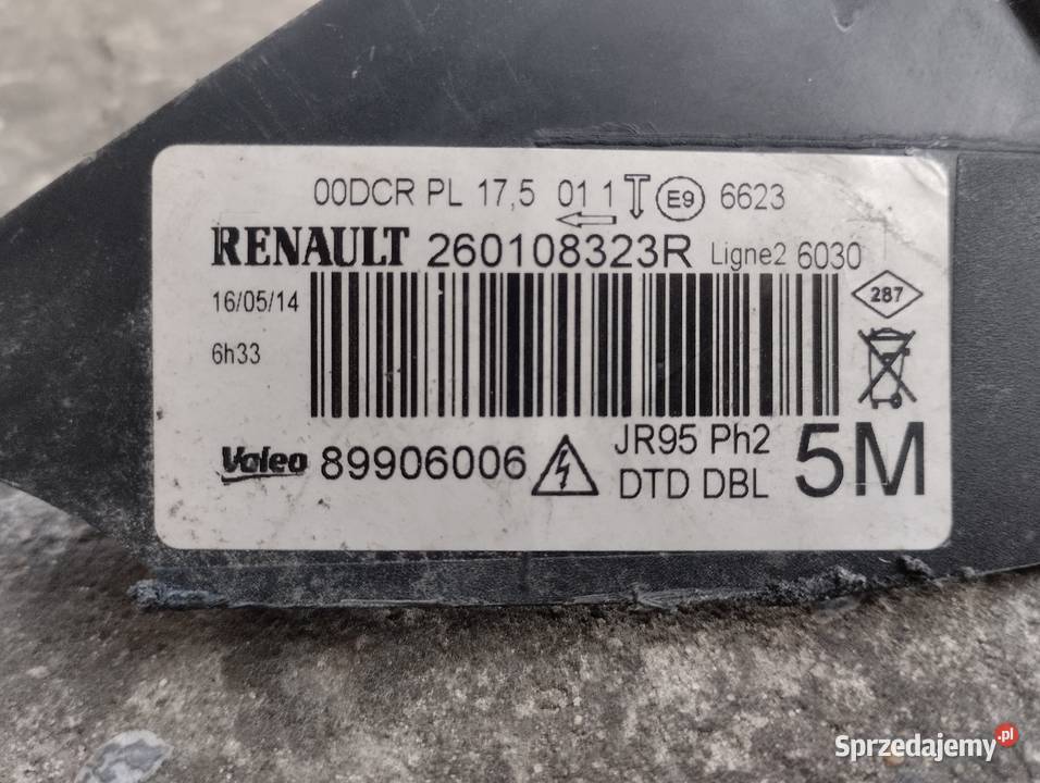 Wkład lampy bixenon skrętny Renault scenic Lampy przednie wielkopolskie Koło