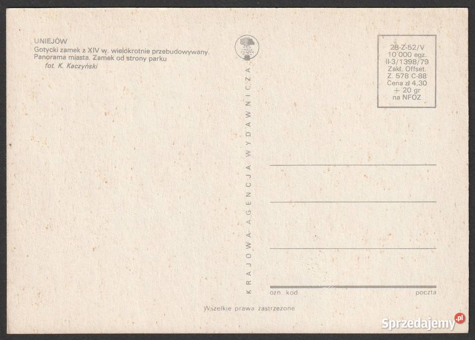 UNIEJÓW ZAMEK PANORAMA MIASTA 1979 BO