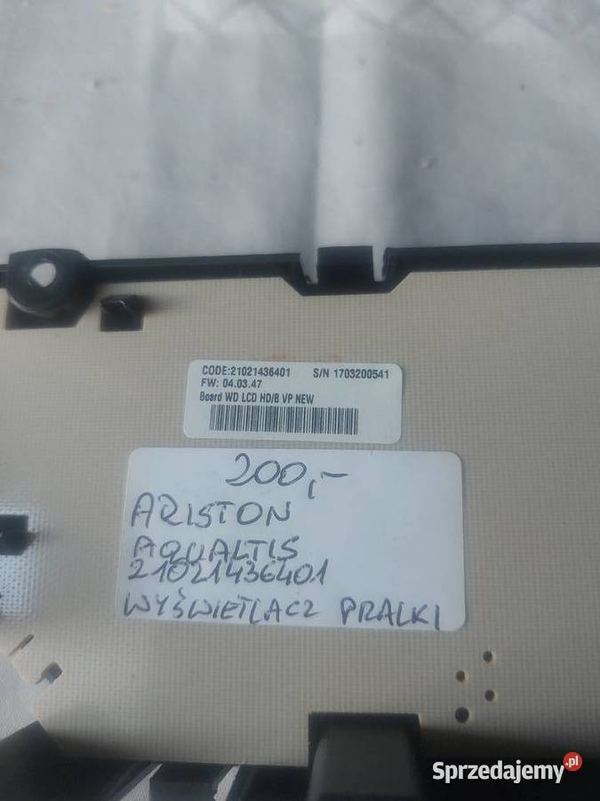 ARISTON AQUALTIS 21021436401 WYSWIETLACZ PRALKI Nowy Sącz sprzedam