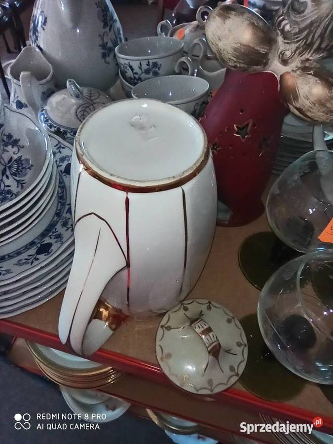 Złota pajęczynka Ręcznie zdobiony Dzbanek do Porcelana i szkło pomorskie Gdańsk