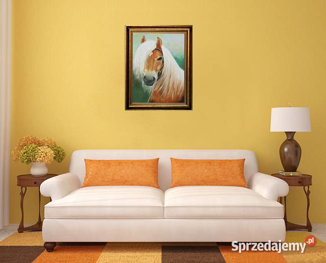 Obraz olejny Białogrzywy koń Dekoracje i ozdoby Lublin