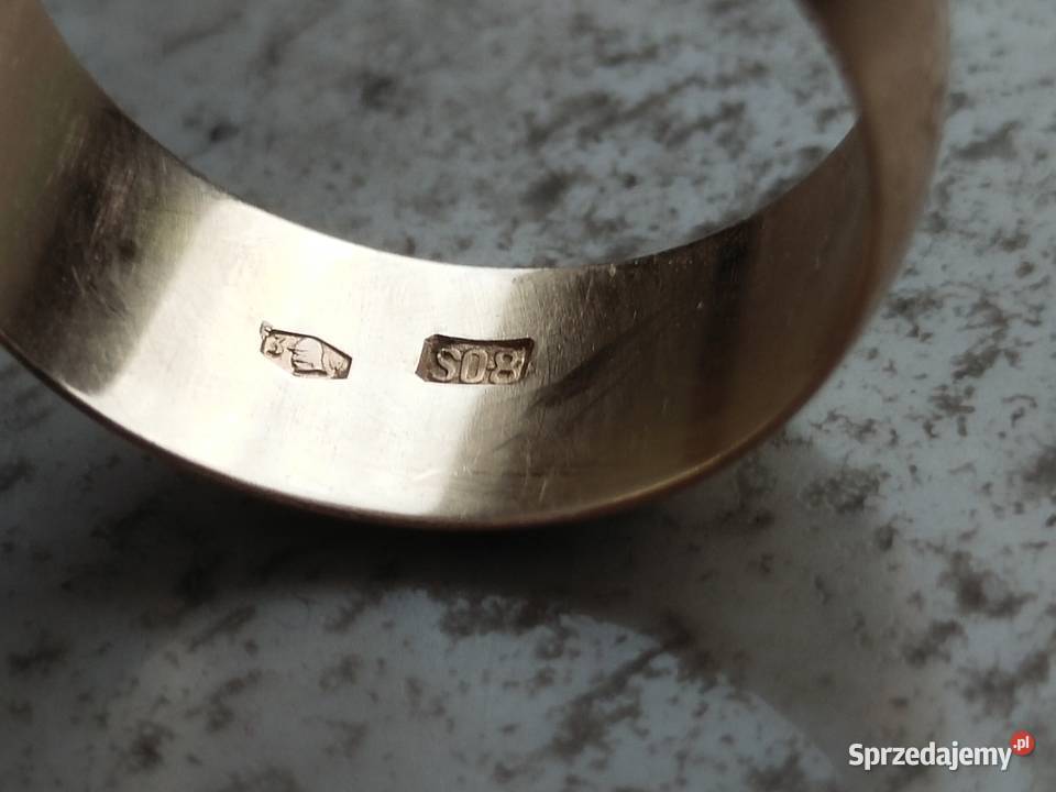 Obrączka złota pr 585 NOWA Szeroka gruba wypukła Bydgoszcz sprzedam