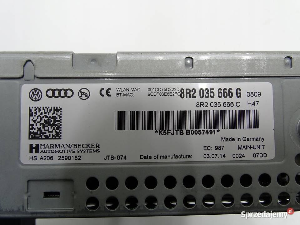 RADIO NAWIGACJA CZYTNIK 8R2035666G AUDI A4 B8