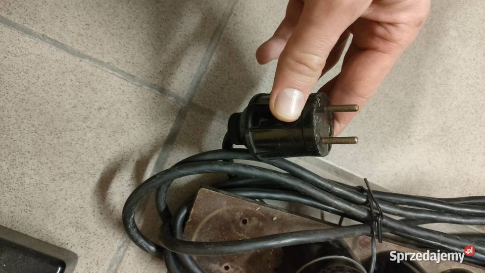 Gniazdko elektryczne bakelit loft czarne PRL Szczecin