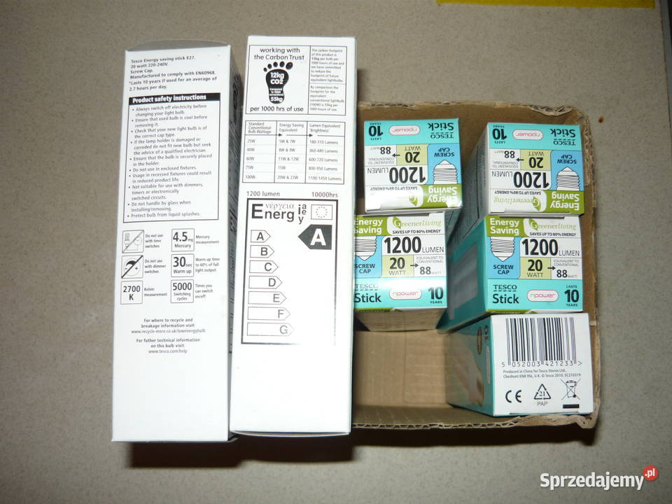 8 x Nowa Żarówka świetlówka E27 20 W 88 W 1200 Krotoszyn sprzedam