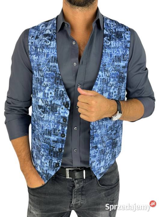 GIOVANNI PERA kamizelka męska D628 niebieska w Rozmiar L Ostrów Wielkopolski sprzedam
