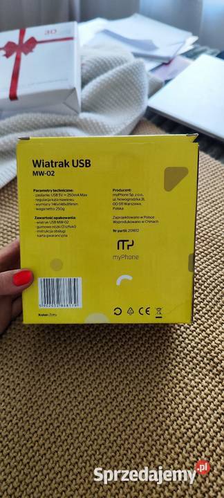 Nowy wiatrak USB Smarty MW02 żółty metalowy