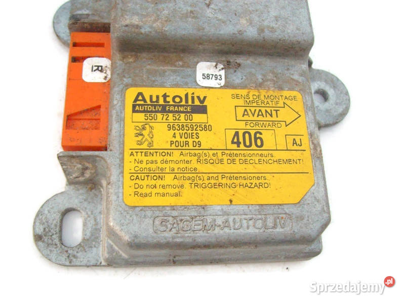 Peugeot 406 Sensor poduszek AIR BAG 9638592580 Układ elektryczny Mińsk Mazowiecki sprzedam