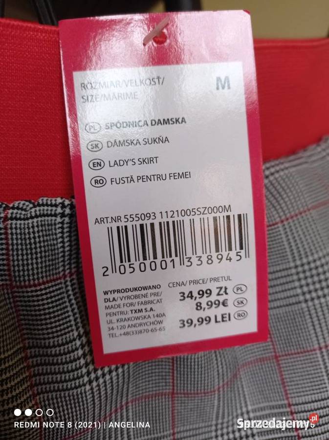 Spódnica ołówkowa w kratkę TXM kolorowy