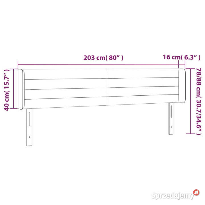 Zagłówek do łóżka z LED czarny 203x16x7888 Warszawa