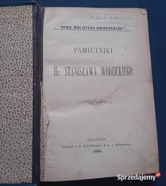 Pamiętniki hr Stanisława Wodzickiego Kraków 1888 Koźminek