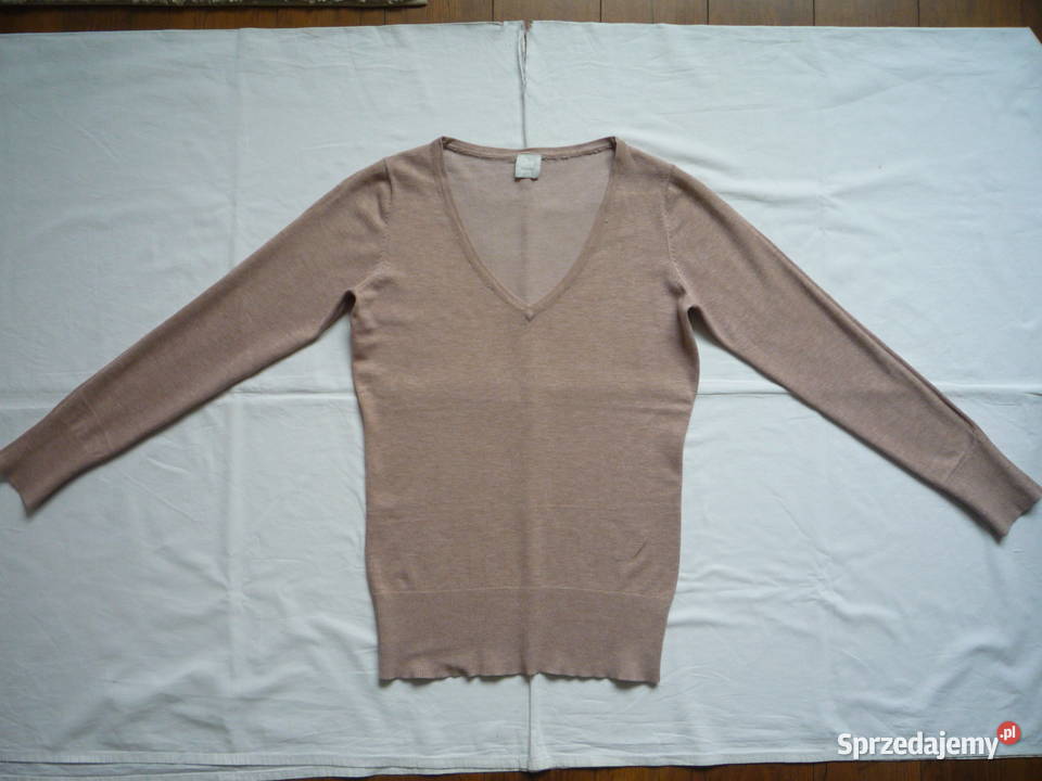 Camaieu 36S Beżowy sweterek dekolt w serek zachodniopomorskie Szczecin